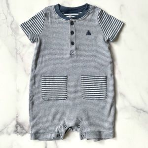 Baby Gap boys 12-18 months mixed stripe romper in blue/white